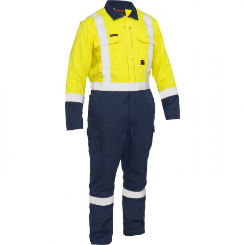 PIP 385MFRHC-YN-S, Bisley®, AR/FR Ripstop Coverall with Navy Bottom - Industrial Wash Durable, FR C